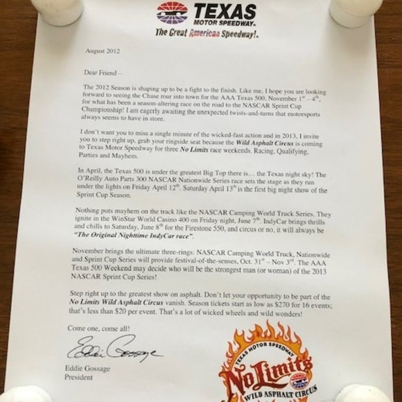 "Texas Motor Speedway No Limits Wild Asphalt Circus Double-Sided Poster 2013 - A - Picture 10 of 10